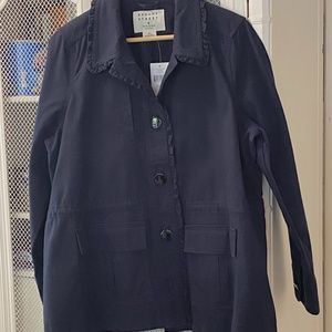 kate spade Navy Blue Military Jacket Sz L NWT